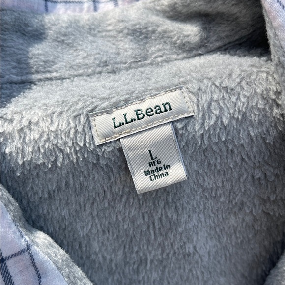 L.L. Bean COZY Lined Flannel Pink Gray and White Size L Jacket/ Shirt - Picture 9 of 16